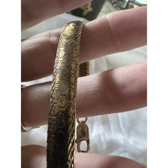 Vintage Sterling 925 Gold Vermeil Etched Thick Bracelet 15.25g Made In Italy - Picture 5 of 11